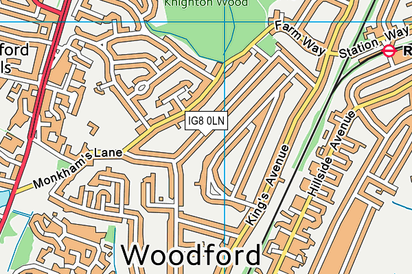 IG8 0LN map - OS VectorMap District (Ordnance Survey)