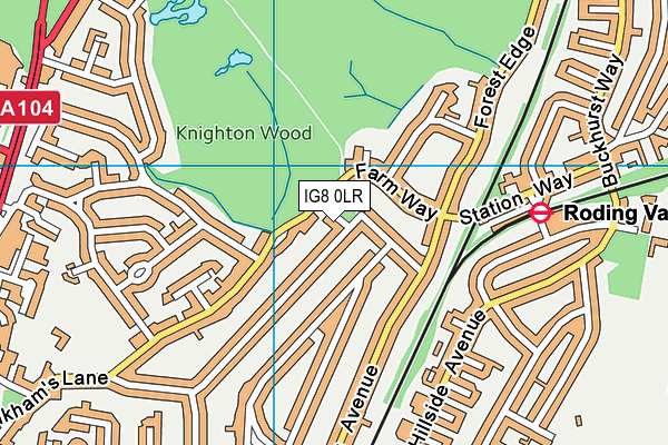 IG8 0LR map - OS VectorMap District (Ordnance Survey)