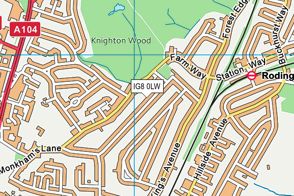 IG8 0LW map - OS VectorMap District (Ordnance Survey)