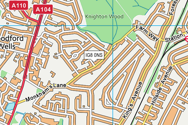 IG8 0NS map - OS VectorMap District (Ordnance Survey)