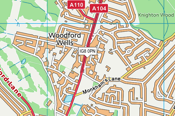 Avon House School map (IG8 0PN) - OS VectorMap District (Ordnance Survey)