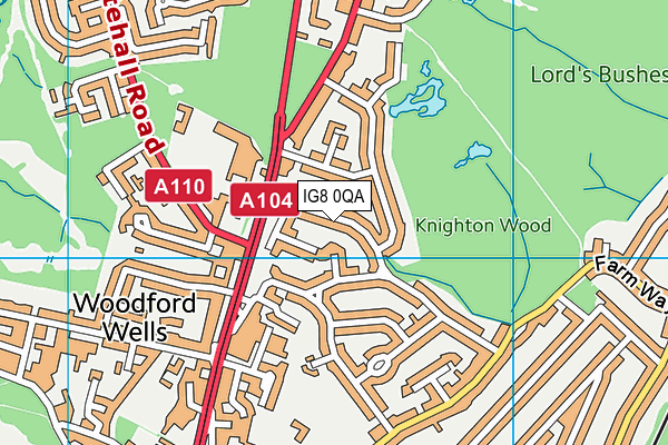 IG8 0QA map - OS VectorMap District (Ordnance Survey)