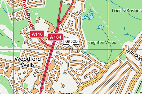 IG8 0QD map - OS VectorMap District (Ordnance Survey)