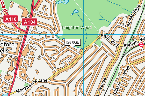 IG8 0QE map - OS VectorMap District (Ordnance Survey)