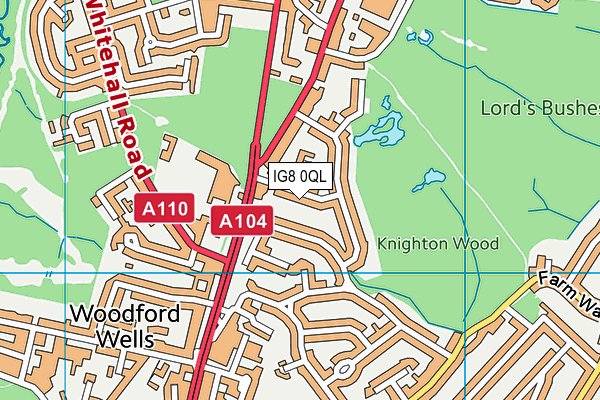 IG8 0QL map - OS VectorMap District (Ordnance Survey)