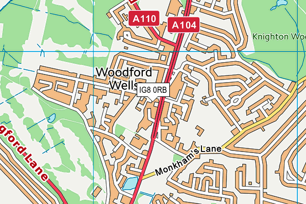 IG8 0RB map - OS VectorMap District (Ordnance Survey)