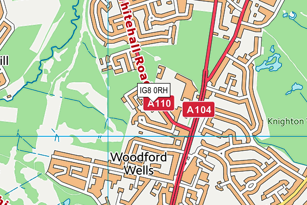 IG8 0RH map - OS VectorMap District (Ordnance Survey)