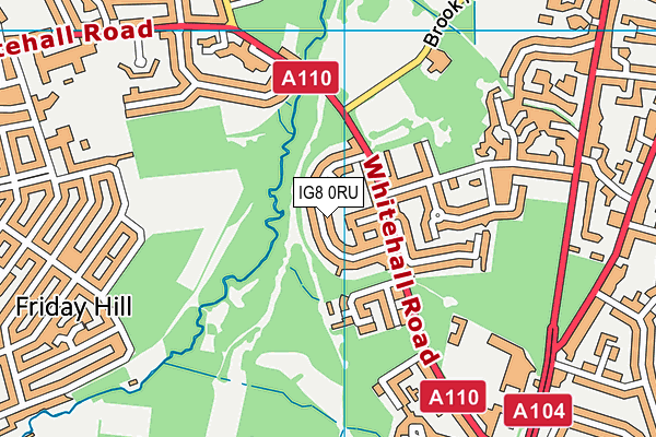 IG8 0RU map - OS VectorMap District (Ordnance Survey)