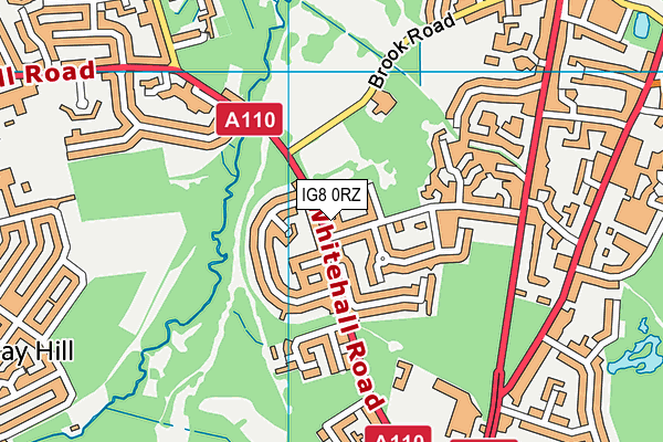 IG8 0RZ map - OS VectorMap District (Ordnance Survey)