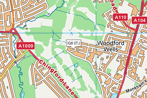 IG8 0TJ map - OS VectorMap District (Ordnance Survey)