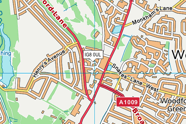IG8 0UL map - OS VectorMap District (Ordnance Survey)