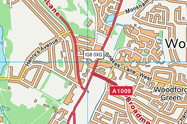 IG8 0XG map - OS VectorMap District (Ordnance Survey)