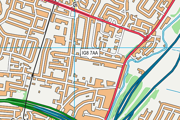 IG8 7AA map - OS VectorMap District (Ordnance Survey)