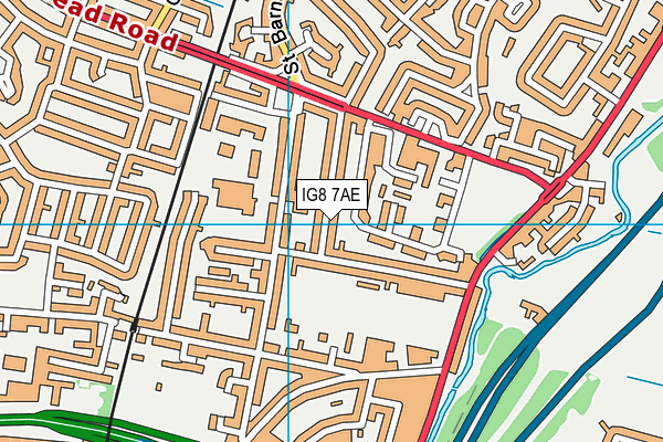 IG8 7AE map - OS VectorMap District (Ordnance Survey)