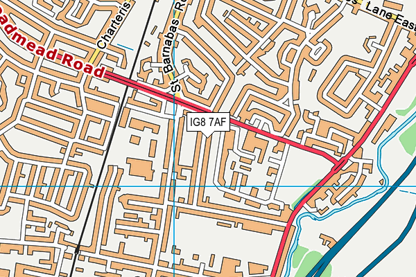 IG8 7AF map - OS VectorMap District (Ordnance Survey)