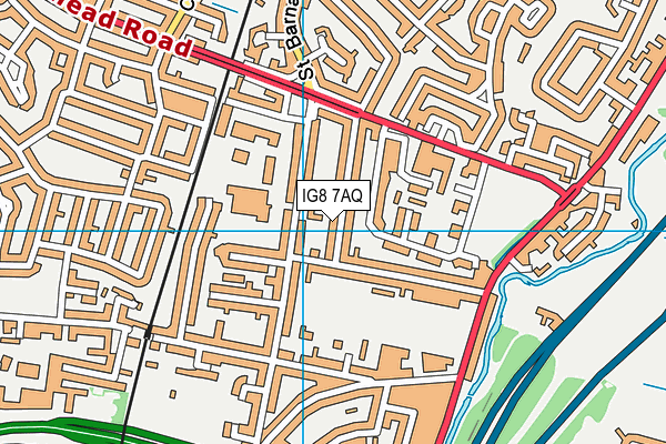 IG8 7AQ map - OS VectorMap District (Ordnance Survey)