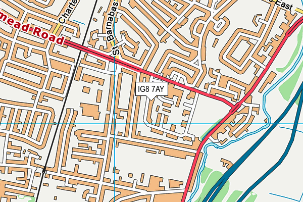 IG8 7AY map - OS VectorMap District (Ordnance Survey)