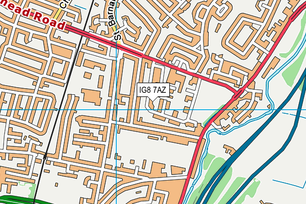 IG8 7AZ map - OS VectorMap District (Ordnance Survey)