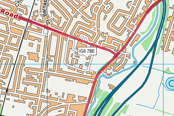 IG8 7BE map - OS VectorMap District (Ordnance Survey)