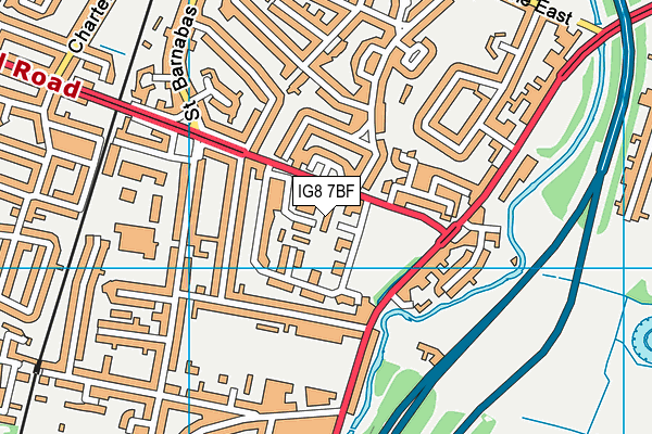 IG8 7BF map - OS VectorMap District (Ordnance Survey)