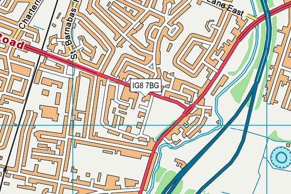 IG8 7BG map - OS VectorMap District (Ordnance Survey)