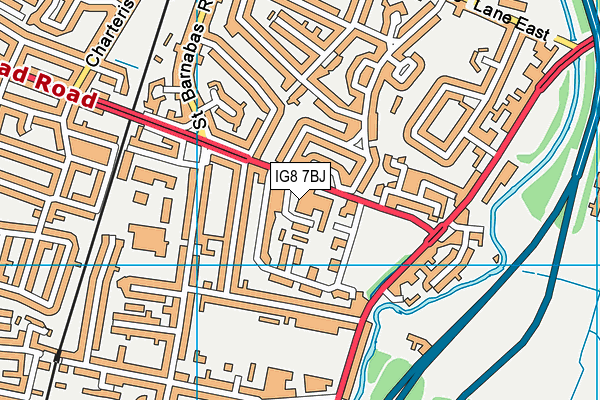 IG8 7BJ map - OS VectorMap District (Ordnance Survey)