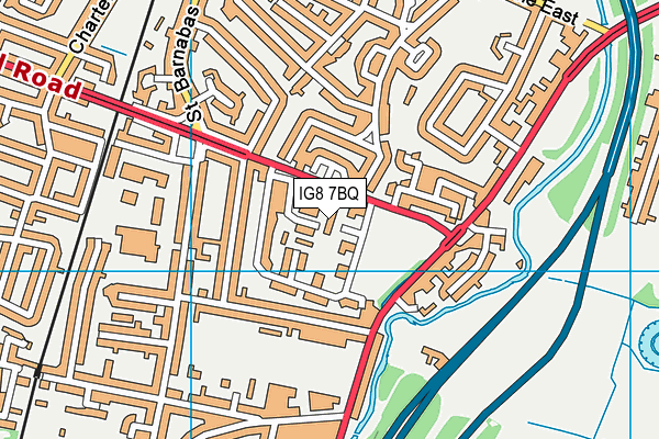 IG8 7BQ map - OS VectorMap District (Ordnance Survey)