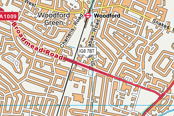 IG8 7BT map - OS VectorMap District (Ordnance Survey)