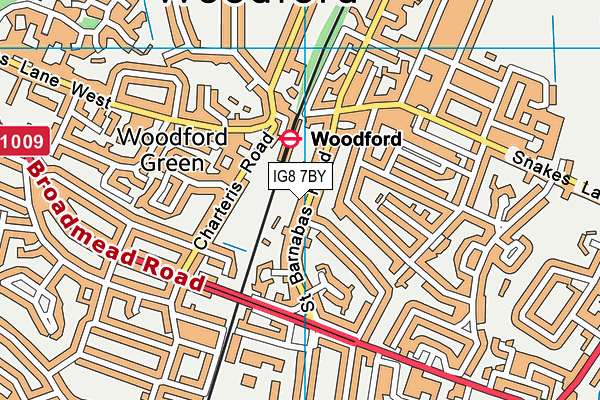 IG8 7BY map - OS VectorMap District (Ordnance Survey)