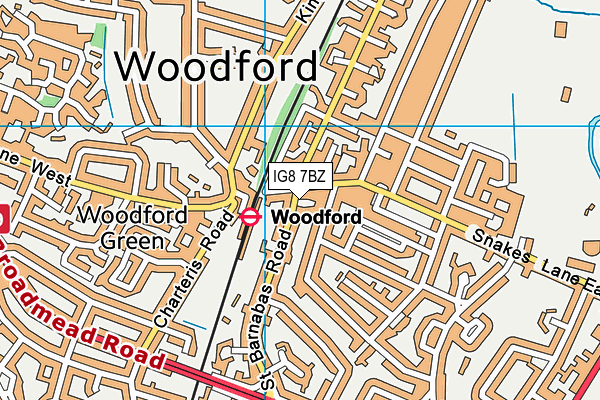 IG8 7BZ map - OS VectorMap District (Ordnance Survey)