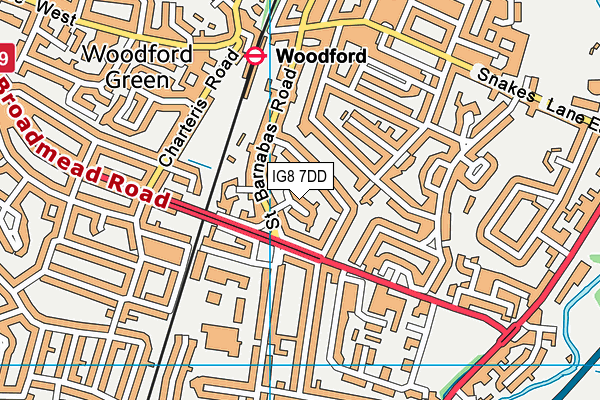 IG8 7DD map - OS VectorMap District (Ordnance Survey)