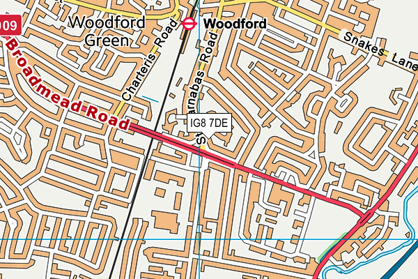IG8 7DE map - OS VectorMap District (Ordnance Survey)