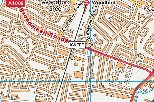 IG8 7DF map - OS VectorMap District (Ordnance Survey)