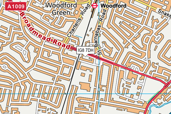 IG8 7DH map - OS VectorMap District (Ordnance Survey)