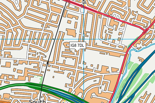 IG8 7DL map - OS VectorMap District (Ordnance Survey)