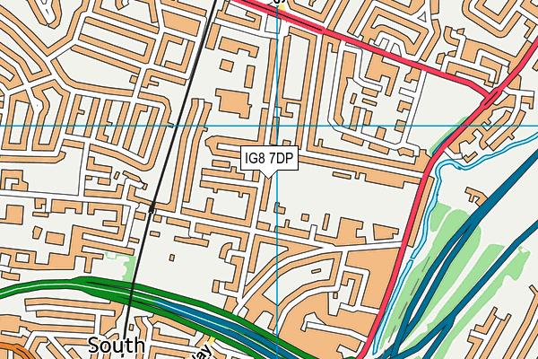 IG8 7DP map - OS VectorMap District (Ordnance Survey)