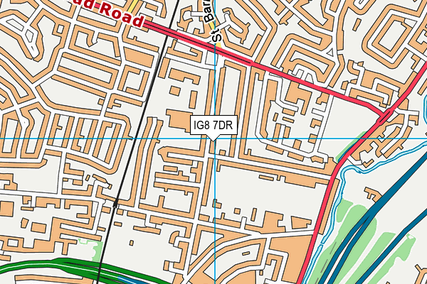 IG8 7DR map - OS VectorMap District (Ordnance Survey)