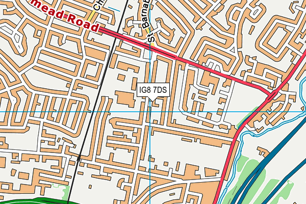 IG8 7DS map - OS VectorMap District (Ordnance Survey)