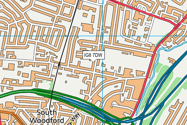 IG8 7DW map - OS VectorMap District (Ordnance Survey)