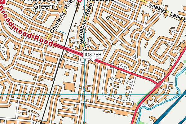 IG8 7EH map - OS VectorMap District (Ordnance Survey)