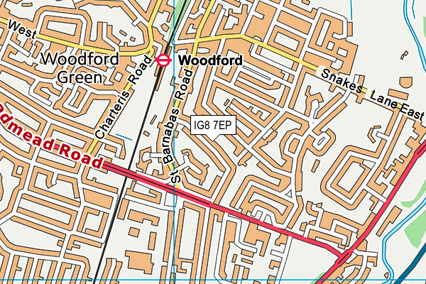 IG8 7EP map - OS VectorMap District (Ordnance Survey)