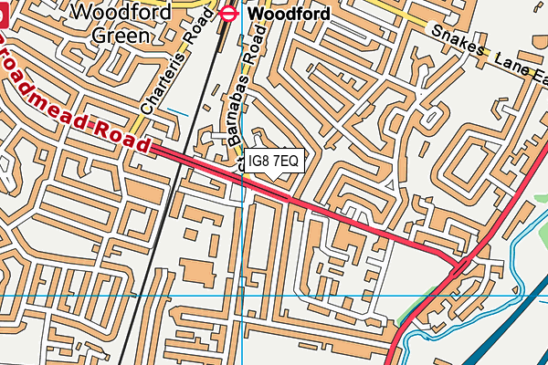 IG8 7EQ map - OS VectorMap District (Ordnance Survey)