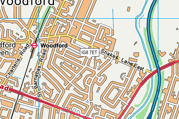 IG8 7ET map - OS VectorMap District (Ordnance Survey)