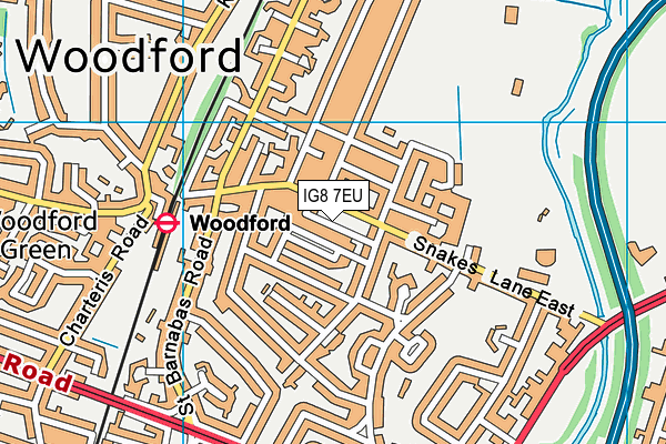 IG8 7EU map - OS VectorMap District (Ordnance Survey)