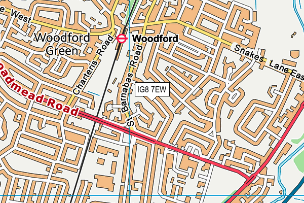 IG8 7EW map - OS VectorMap District (Ordnance Survey)