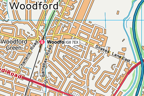 IG8 7EX map - OS VectorMap District (Ordnance Survey)