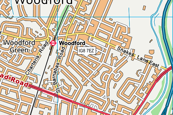 IG8 7EZ map - OS VectorMap District (Ordnance Survey)