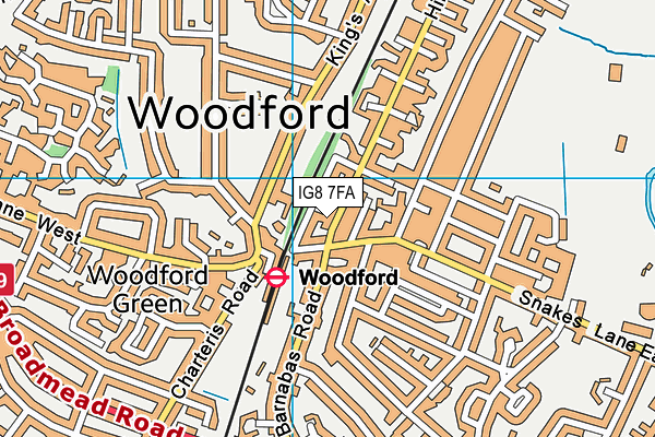 IG8 7FA map - OS VectorMap District (Ordnance Survey)