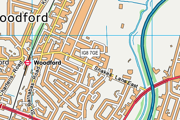 IG8 7GE map - OS VectorMap District (Ordnance Survey)