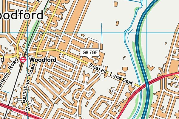 IG8 7GF map - OS VectorMap District (Ordnance Survey)